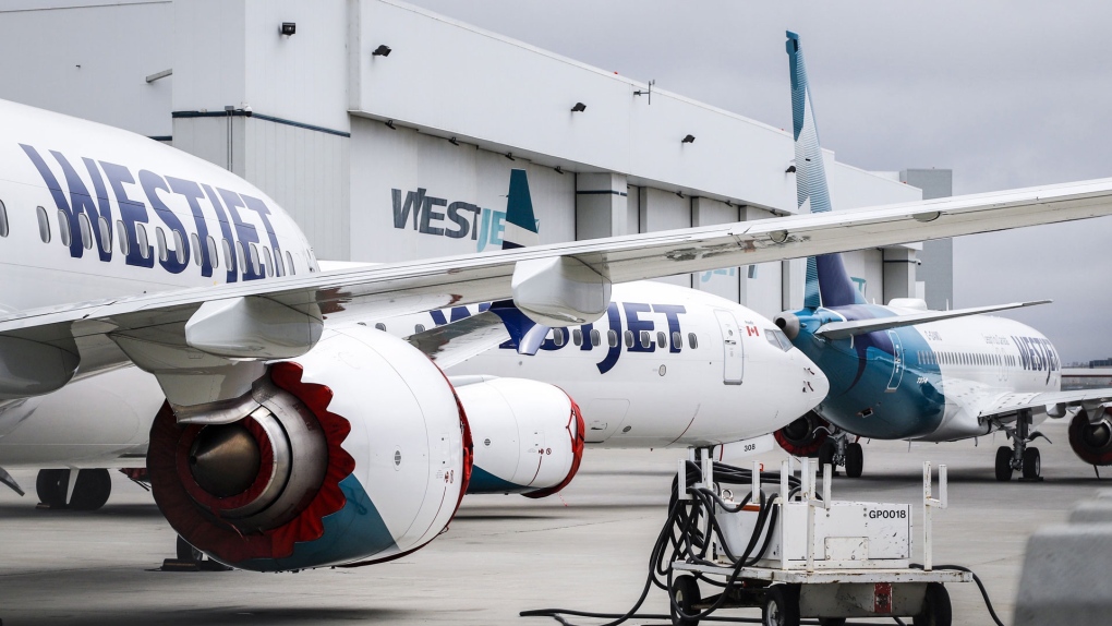 WestJet planes in Calgary