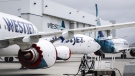 WestJet Boeing 737 Max aircraft are shown at the airline's facilities in Calgary, Alta., on May 7, 2019. (Jeff McIntosh / THE CANADIAN PRESS)