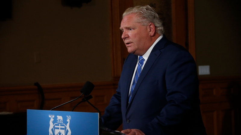 Ontario Premier Doug Ford addresses the province's daily COVID-19 briefing at Queen's Park in Toronto on Thursday, June 18, 2020. THE CANADIAN PRESS/Jack Boland-POOL