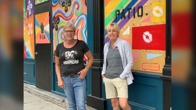 Sue Ploughman (left) and Kelly Brant would like permission to expand the patio at the Lookout Bar in the ByWard Market by Canada Day. (Saron Fanel/CTV News Ottawa)