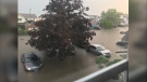 A Saturday evening thunderstorm flooded Lombardy Street in Kingston. (Photo courtesy: Catherine Simard)