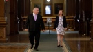 Ontario Premier Doug Ford, left, and the Minister of Health Christine Elliott walk to their daily press briefing at Queen's Park in Toronto on Friday, June 26, 2020. THE CANADIAN PRESS/Cole Burston