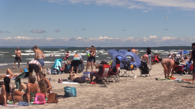 Crowding at Wasaga Beach, Ont., has prompted the town to take action on July 2, 2020. (CTV News Barrie)