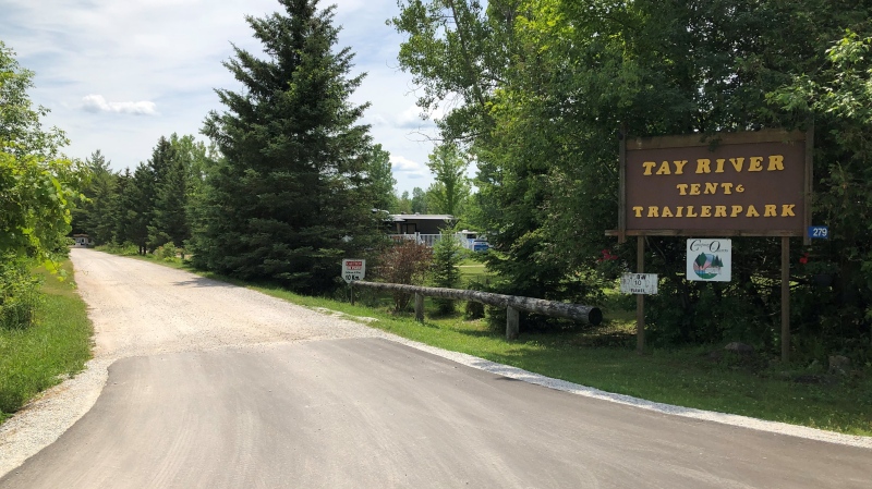 Ontario Provincial Police say three people, including a child, were injured in an explosion at a campsite at the Tay River Tent & Trailer Park near Perth, Ont. Saturday, July 4, 2020. (Dave Charbonneau / CTV News Ottawa)