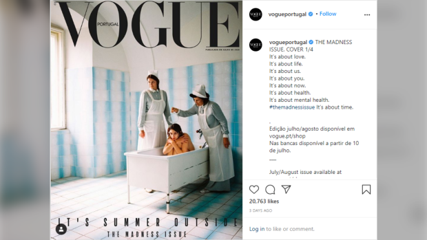Vogue Portugal recebeu reação negativa por sua capa retratando uma modelo em um hospital de saúde mental