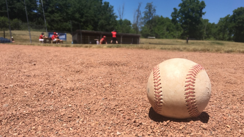 Ontario Nationals practice in St Marys, Ont. on Saturday, July 4, 2020. (Brent Lale / CTV News)