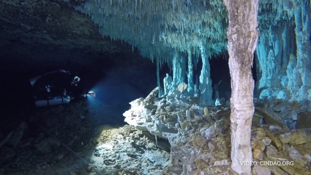 Experts Find Early Ocher Mine In Mexican Underwater Caves Ctv News