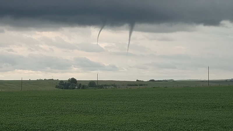 Funnel clouds spotted near Carstairs south of Red Deer. Tuesday July 7, 2020 (Courtesy: Dave Boyle)