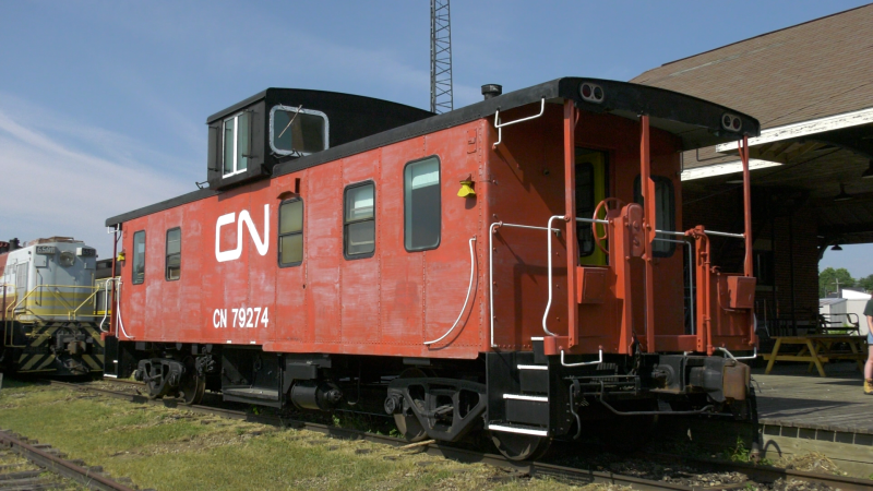 This CN caboose from 1972 is available to rent for overnight stays in Smiths Falls. (Nate Vandermeer/CTV News Ottawa)
