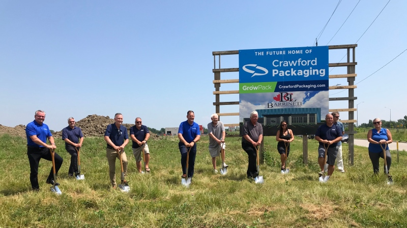 Groundbreaking ceremony for the future home of Crawford Packaging located on South Talbot Road North on July 8, 2020. (Alana Hadadean/CTV Windsor)  