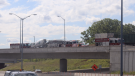 A section of the EC Row Expressway was closed following a collision involving a semi-truck in Windsor, Ont. on Monday, July 13 2020. (source OnLocation) 