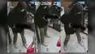 Surveillance images of a suspect wearing an N-95-style face mask during a July 12 armed robbery of a Circle K in High River (RCMP)