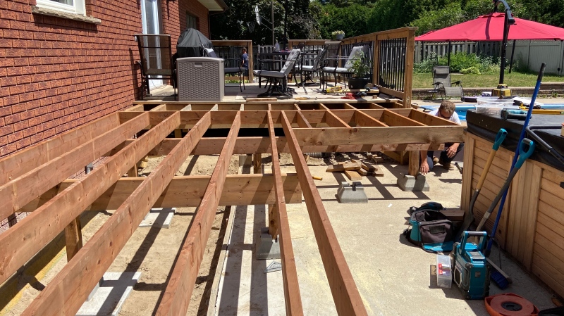 Pressure-treated lumber is the new hot commodity as decks become a pandemic project for homeowners who are spending more time in their own back yards. (Dylan Dyson / CTV News Ottawa)