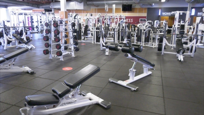 FILE Image: Physical distancing markers had been placed on the floors of weight rooms at GoodLife Fitness clubs. (Dave Charbonneau / CTV News Ottawa)