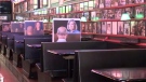 New cardboard 'regulars' to help maintain physical distancing are seen at Joe Kool's in London, Ont., Thursday, July 16, 2020. (Jim Knight / CTV News)