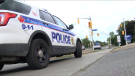 Ottawa Police at the scene of a collision on Stittsville Main St. that left a 10-year-old with serious injuries July 18, 2020. (Aaron Reid / CTV News Ottawa)