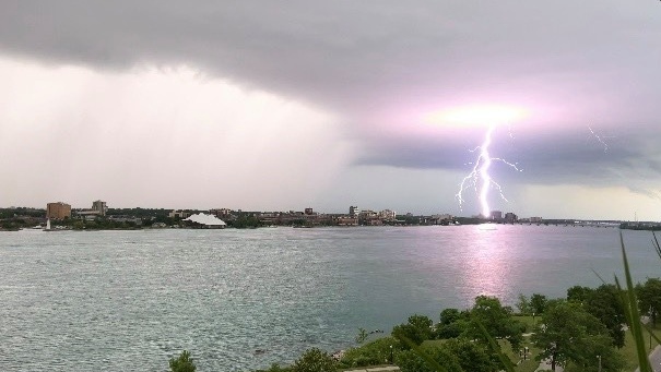Thunderstorm approaching Belle Isle in Detroit, Mich. on Sunday, July 19 2020 (courtesy Marc French)