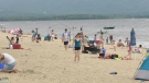 Crowds have been flocking to the beach on Constance Bay this summer, creating some tension with locals. (Dave Charbonneau / CTV News Ottawa)