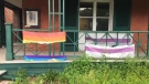 Kingston Police are investigating vandalism to flags at the Four Directions Indigenous Student Centre. (Kingston Police) 