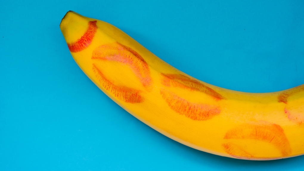 Shutterstock image: banana with lipstick marks