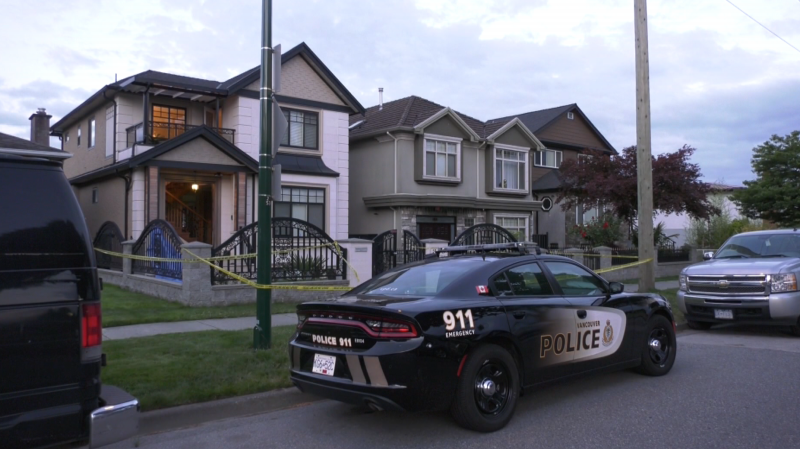 The scene of a shooting in South Vancouver is pictured.