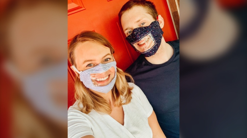 Western University students Taylor Bardell and Matt Urichuk started The Smile Masks Project, creating lip-reading friendly masks during the pandemic. (Kimberley Johnson/CTV News Ottawa)