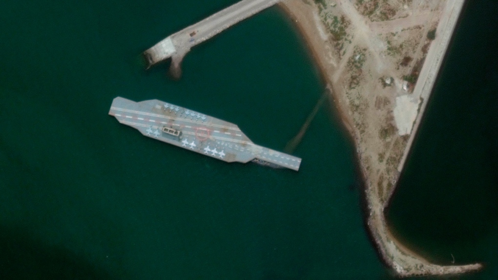 A fake aircraft carrier in Bandar Abbas, Iran