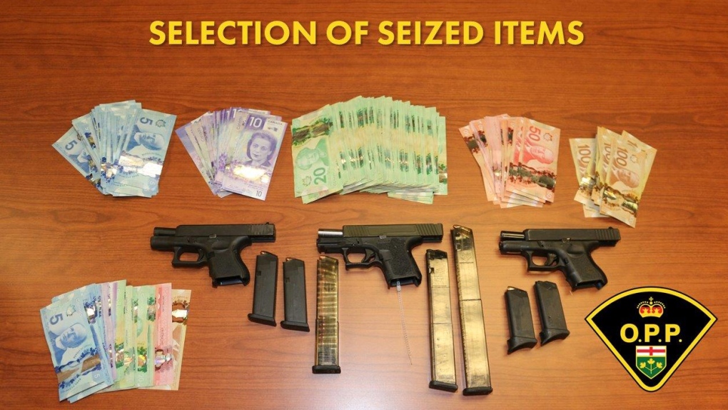 Cash and guns seized
