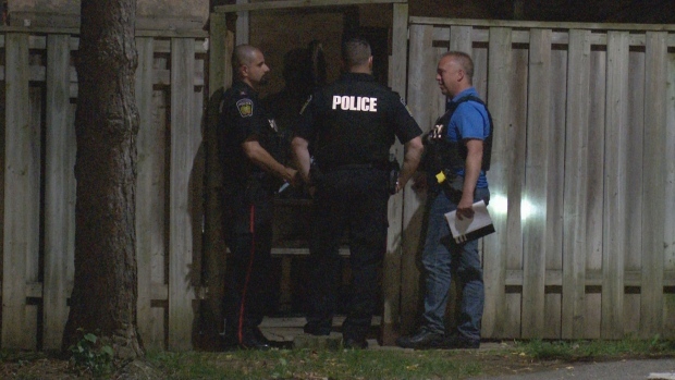 Peel Regional Police officers are seen investigating a fatal stabbing in Mississauga on July 28, 2020. (CTV News Toronto)