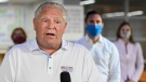 Ontario Premier Doug Ford makes an announcement regarding the governments plan for a safe reopening of schools in the fall due to the COVID-19 pandemic at Father Leo J Austin Catholic Secondary School in Whitby, Ont., on Thursday, July 30, 2020. THE CANADIAN PRESS/Nathan Denette