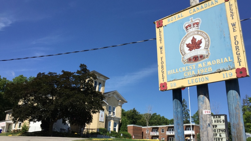 The Hillcrest branch of the Royal Canadian Legion in Ingersoll, Ont. is seen Friday, July 31, 2020. (Bryan Bicknell / CTV News)
