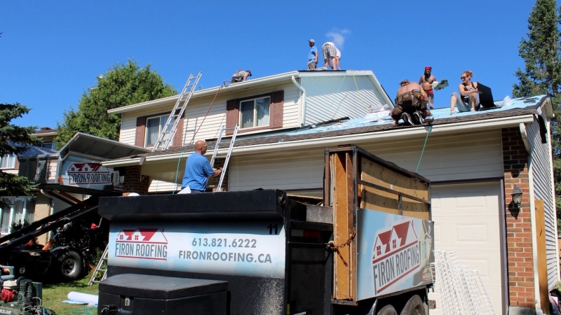 Firon Roofing helped to organize several Ottawa roofers who helped restore a local woman's roof for free after it was left half-finished by a previous contractor. (Dave Charbonneau / CTV News Ottawa)