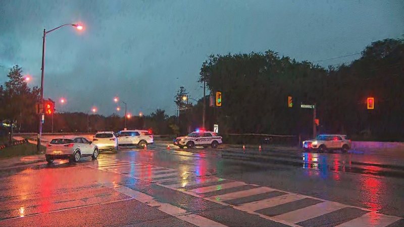 York Regional police are seen investigating a deadly shooting in Vaughan, Ont. (CTV News Toronto)