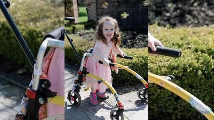 Natalie Ouellette, 4, is scene with her custom walker in this undated photo. (Courtesy Emily Ouellette) 