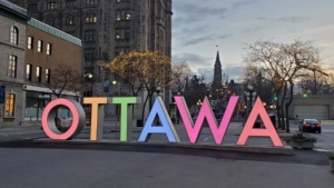 The OTTAWA sign on York Street in the ByWard Market. (Josh Pringle / CTV News Ottawa)