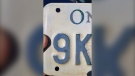 A fake licence plate seized by South Simcoe Police in Innisfil, Ont. on Thursday August 6, 2020 (South Simcoe Police handout)