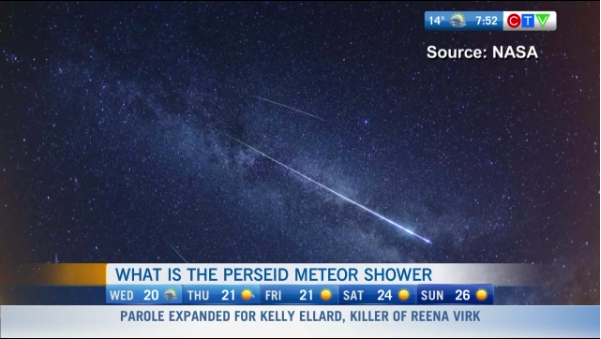 Perseid Meteor Shower, Canada, Vancouver meteor