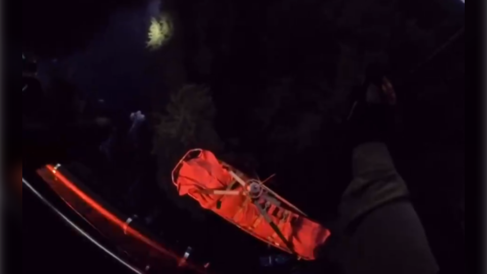 Helicopter rescues stranded fisherman from rapids