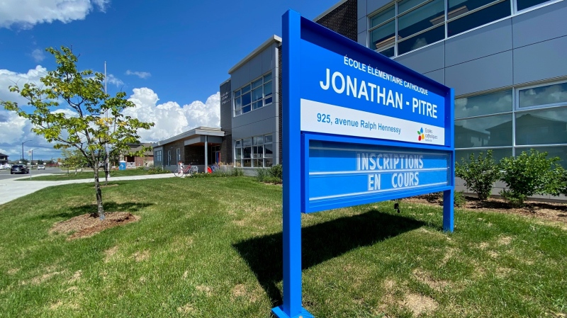Class resumes Wednesday for students at École Élémentaire Catholique Jonathan-Pitre in Riverside South. One of two CECCE French board elementary schools. Ottawa, ON. Aug. 18, 2020. (Tyler Fleming / CTV News Ottawa)