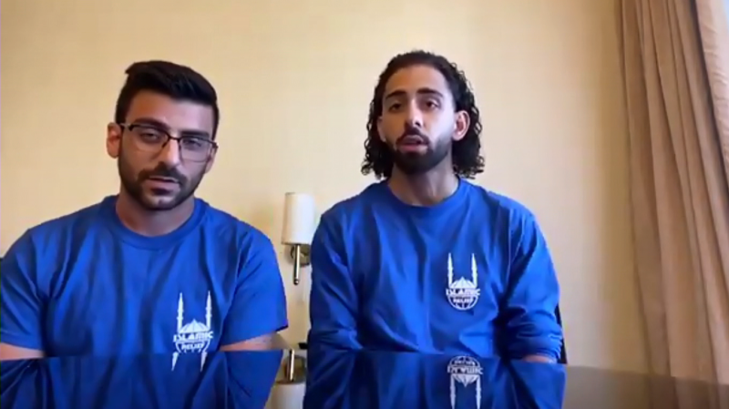 Nasser Kirameddine, left, and Daniel Hassan speak to CTV News Edmonton from a hotel room in Beirut, Lebanon, where they arrived Aug. 17 to help with the relief effort. 
