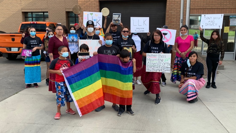Friends and family of Kionna Nicotine march to raise awareness about impaired driving on Aug. 19, 2020. (Nicole Di Donato/CTV Saskatoon)