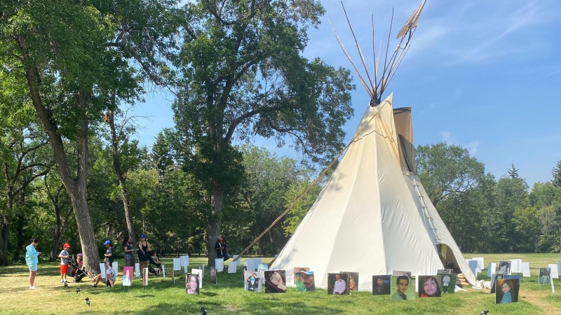 The Walking with our Angels site in Wascana Park on Aug. 20. (Morgan Campbell/CTV News)