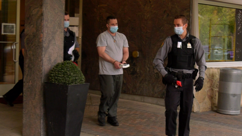 Tyler Seeley leaving the Sheraton Hotel after being sentenced Aug. 20, 2020. (Chad Hills/CTV Saskatoon) 