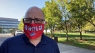 Windsor mayor Drew Dilkens wears a Windsor Spitfires mask. (Courtesy Drew Dilkens / YouTube)
