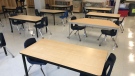 Staff prepares public school classrooms to welcome students in September with new COVID-19 measures in place in Windsor, Ont. On Tuesday, Aug. 25 2020. (Michelle Maluske/CTV Windsor)   
