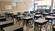 Rows of desks are seen in an empty classroom in Regina's Campbell Collegiate. August 25, 2020. (Gareth Dillistone/CTV News)