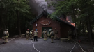 Ottawa Fire battles a blaze at the Vanier Sugar Shack on Thursday, Aug. 27, 2020 (Twitter/@OttFire)