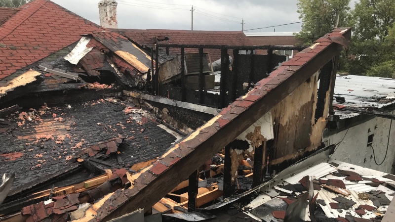 Andrea's Steak and Seafood Restaurant in Bracebridge, Ont., is destroyed by fire and water damage on Thurs., Aug. 27, 2020. (Jim Holmes/CTV News)