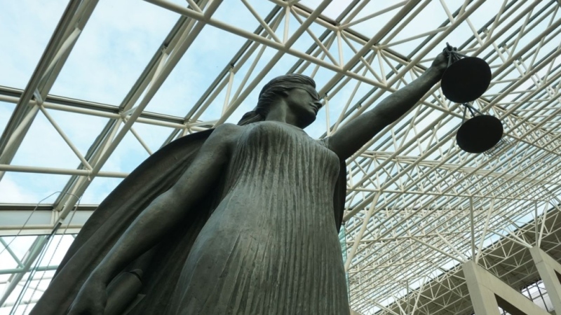 A file photo shows a statue inside the B.C. Supreme Court in Vancouver, B.C. 