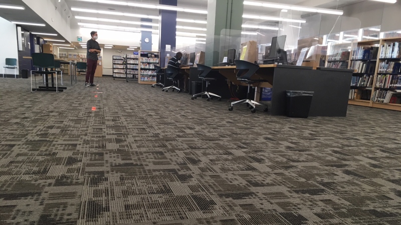 Windsor Public Library reopening three branches with new COVID-19 safety measures in place in Windsor, Ont. on Monday, Aug. 31. (Chris Campbell/CTV News)